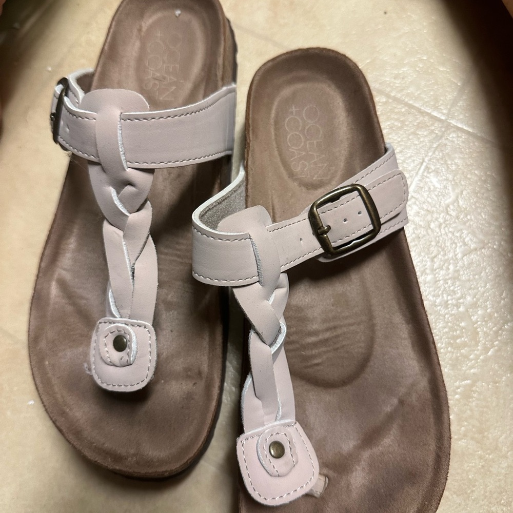 Ocean and Coast sandals cream braided strap. Size 9. Almost new
